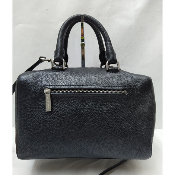 Michael Kors Mercer Black Pebbled Leather Duffle Zipper Closure Satchel Bag - Picture 2 of 16